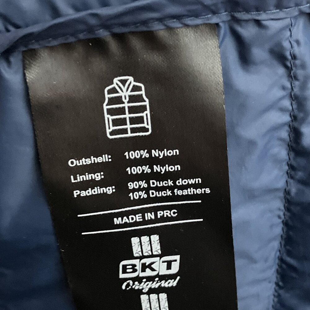 BKT Men's 3XL Blue Ultra Light Packable Duck Down Feather Puffer Vest Jacket - Picture 4 of 4